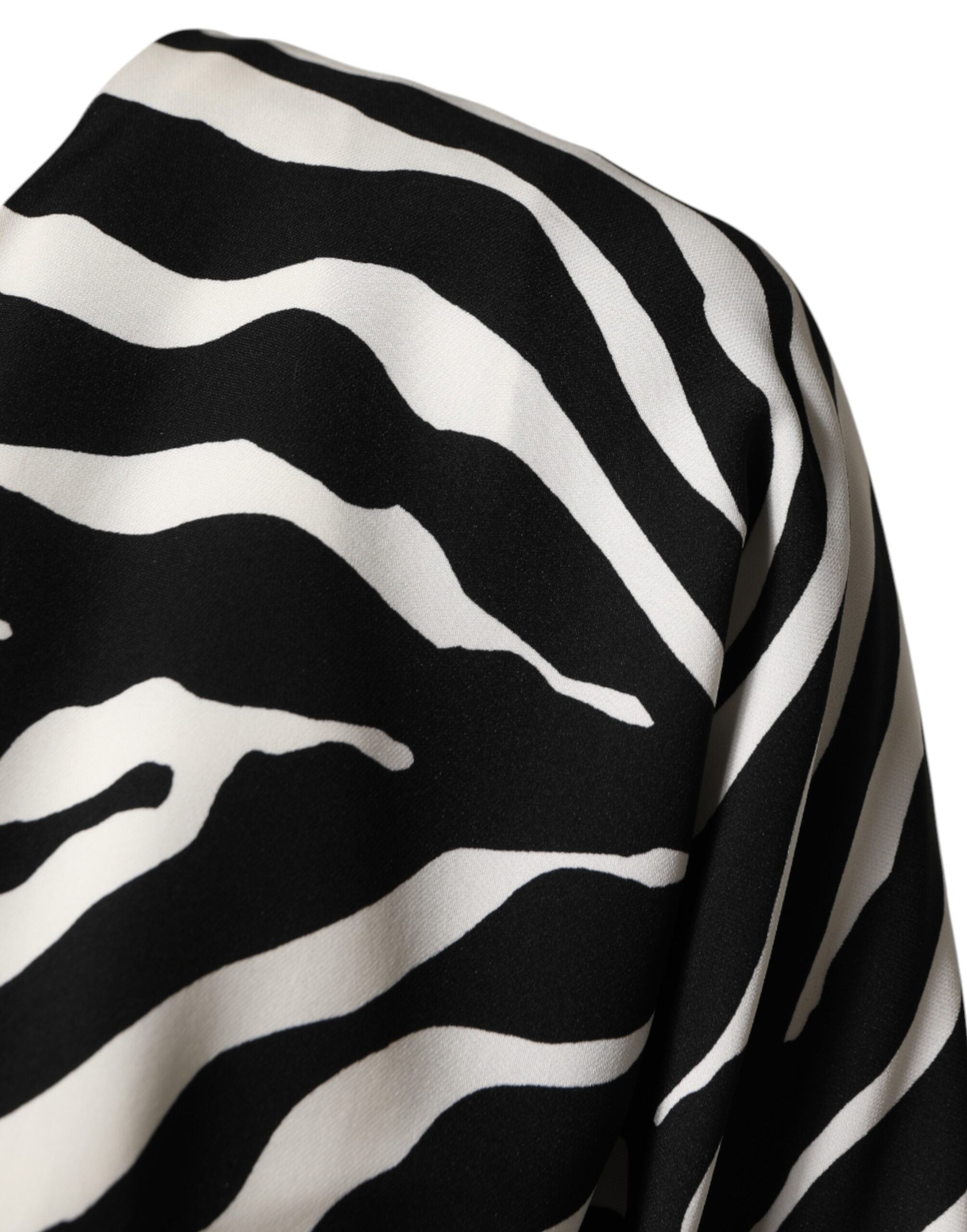 Black White Zebra Silk Sheath Mini Dress