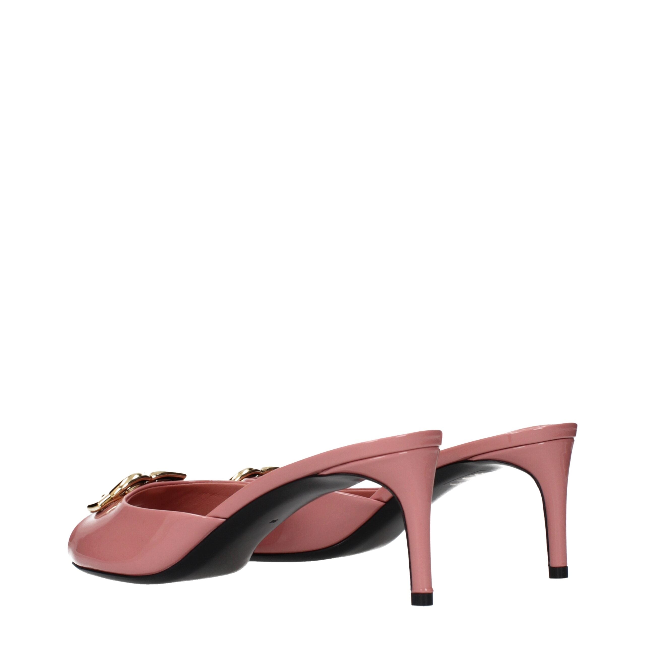 Pink Leather Stiletto Heel Sandals