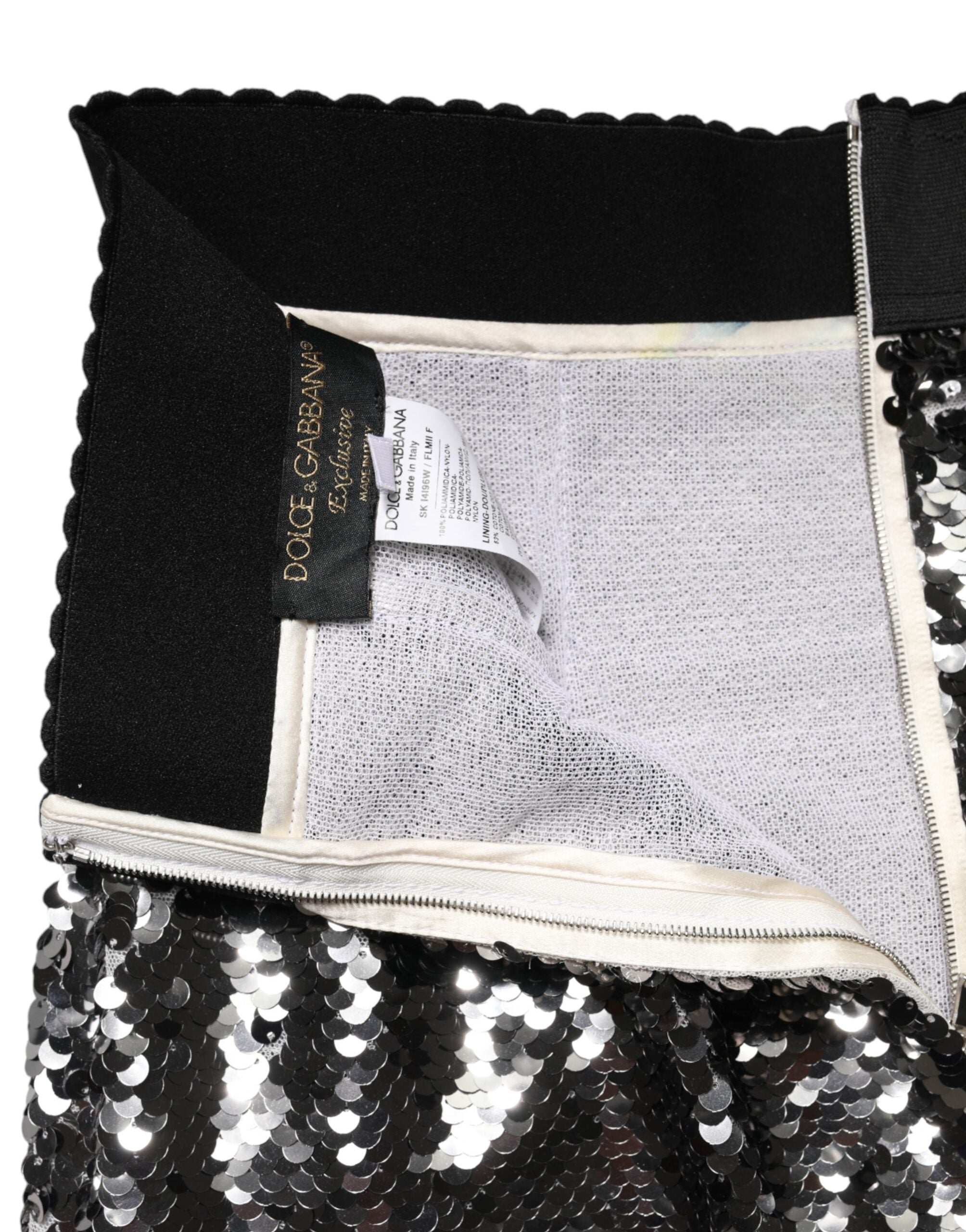 Metallic Gray Sequin High Waist Mermaid Skirt