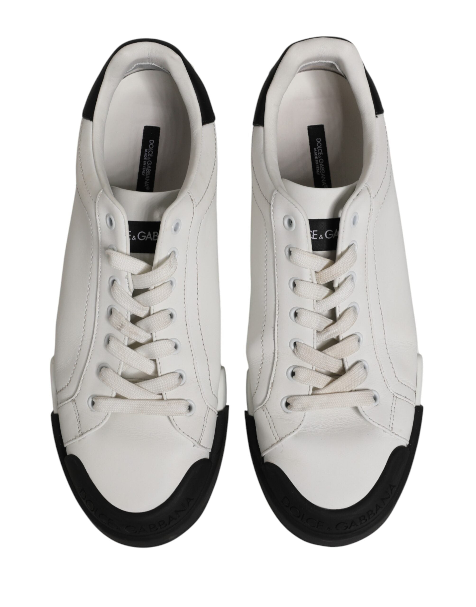 Black White Leather Low Top Sneakers Shoes