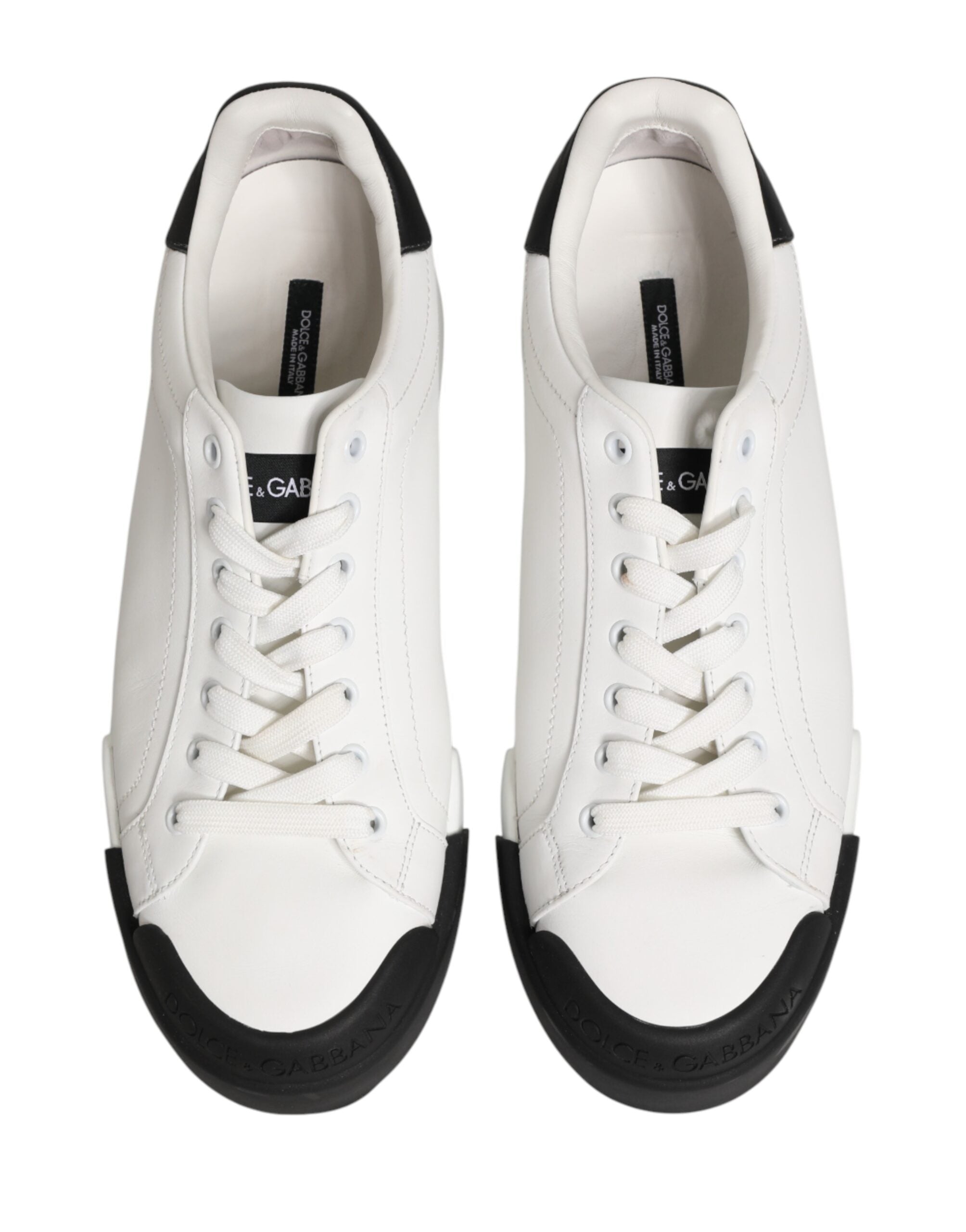 Black White Leather Low Top Sneakers Shoes