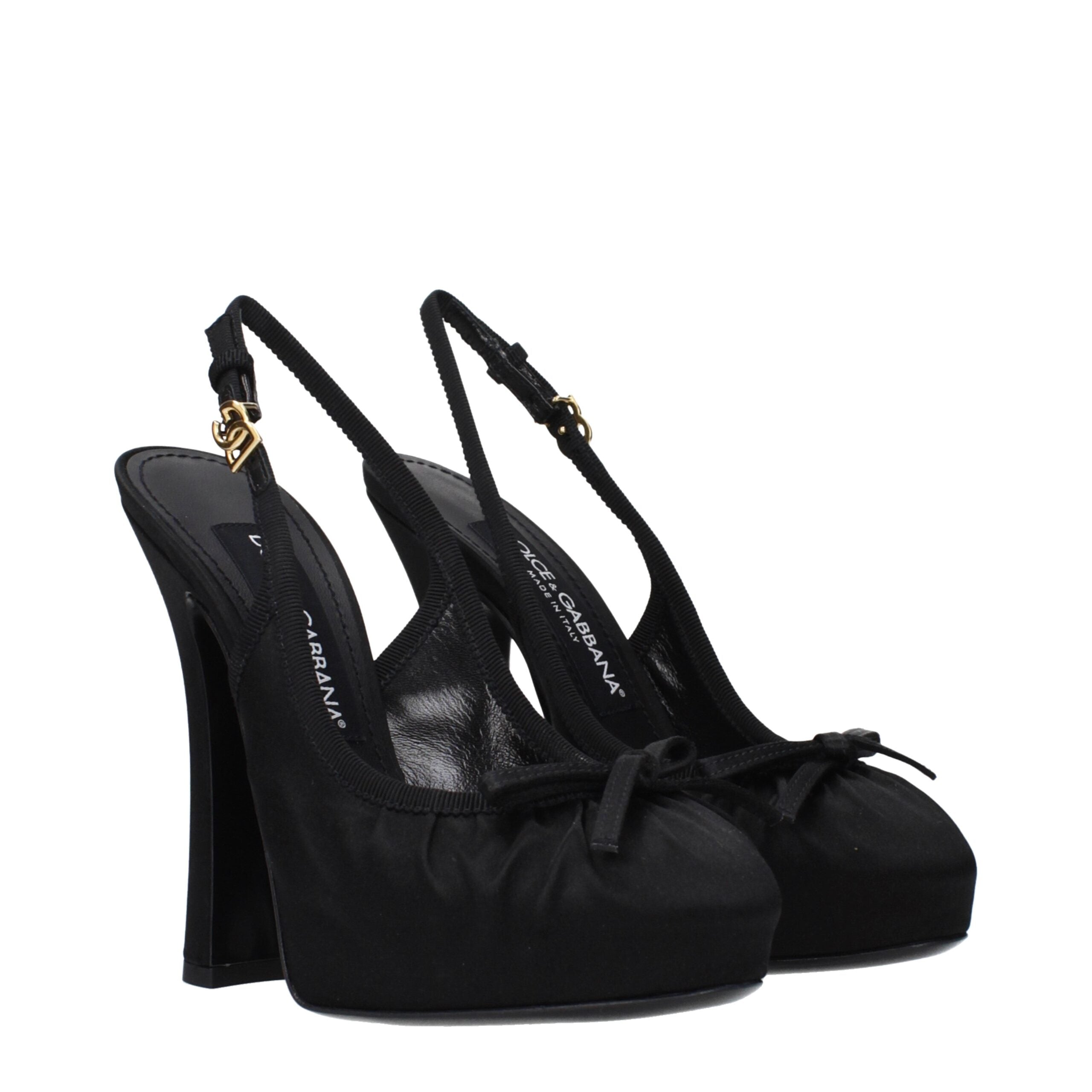 Black Satin High Heel Pumps