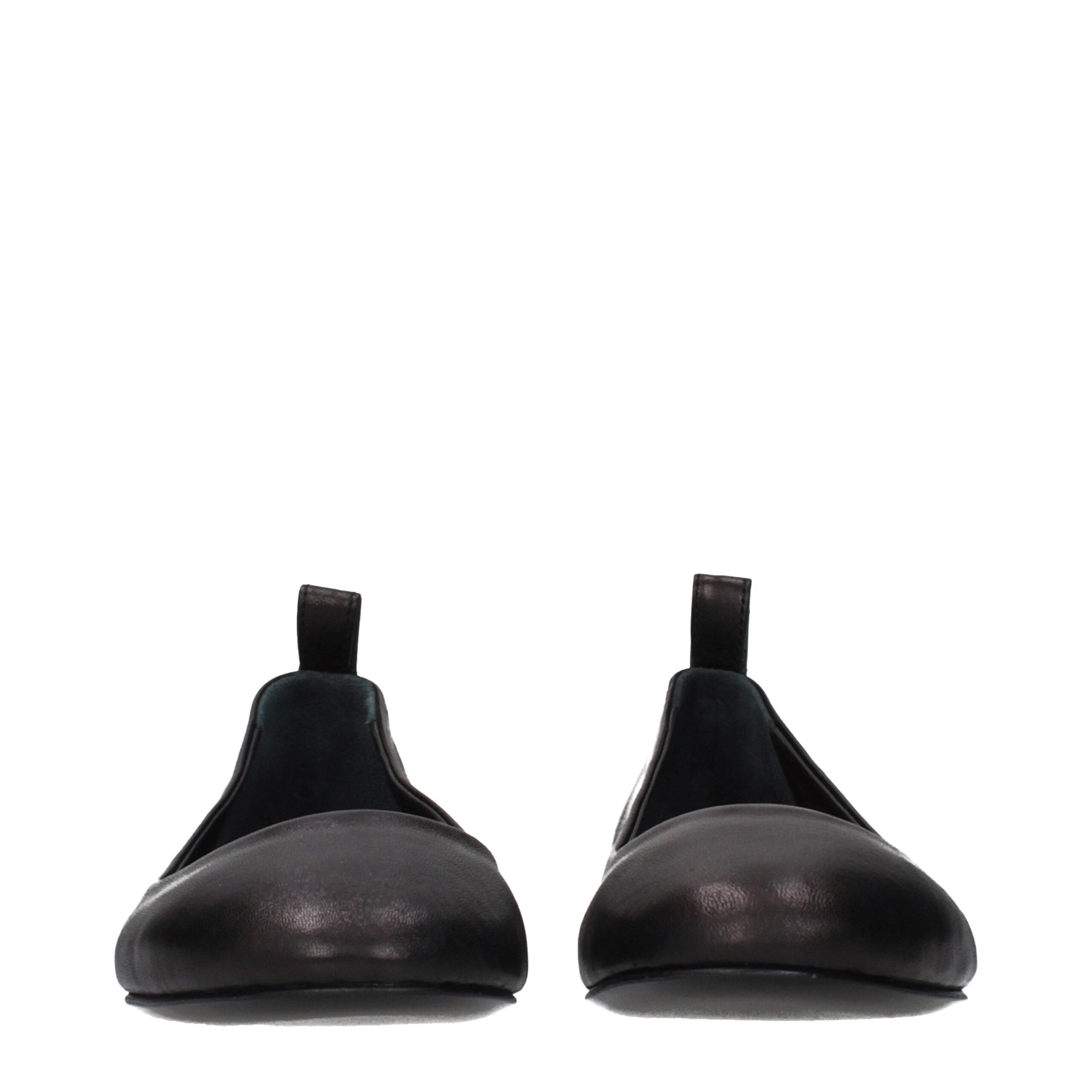 Black Leather Ballet Flats