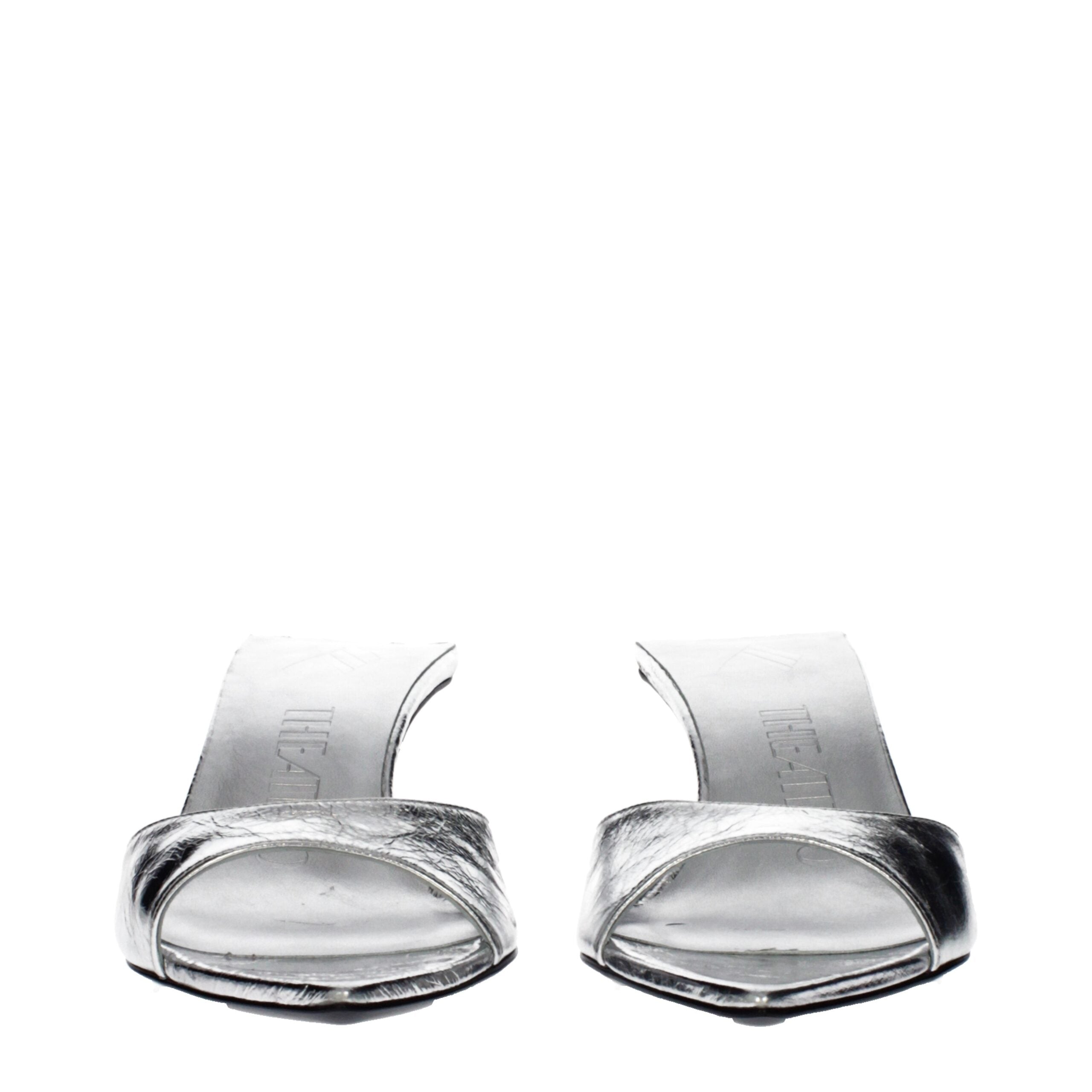 Gray Leather Sandals