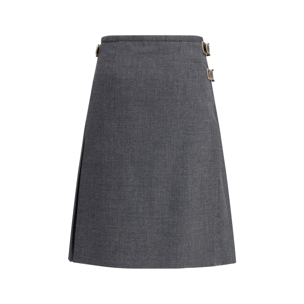 Gray Mohair Long Skirt