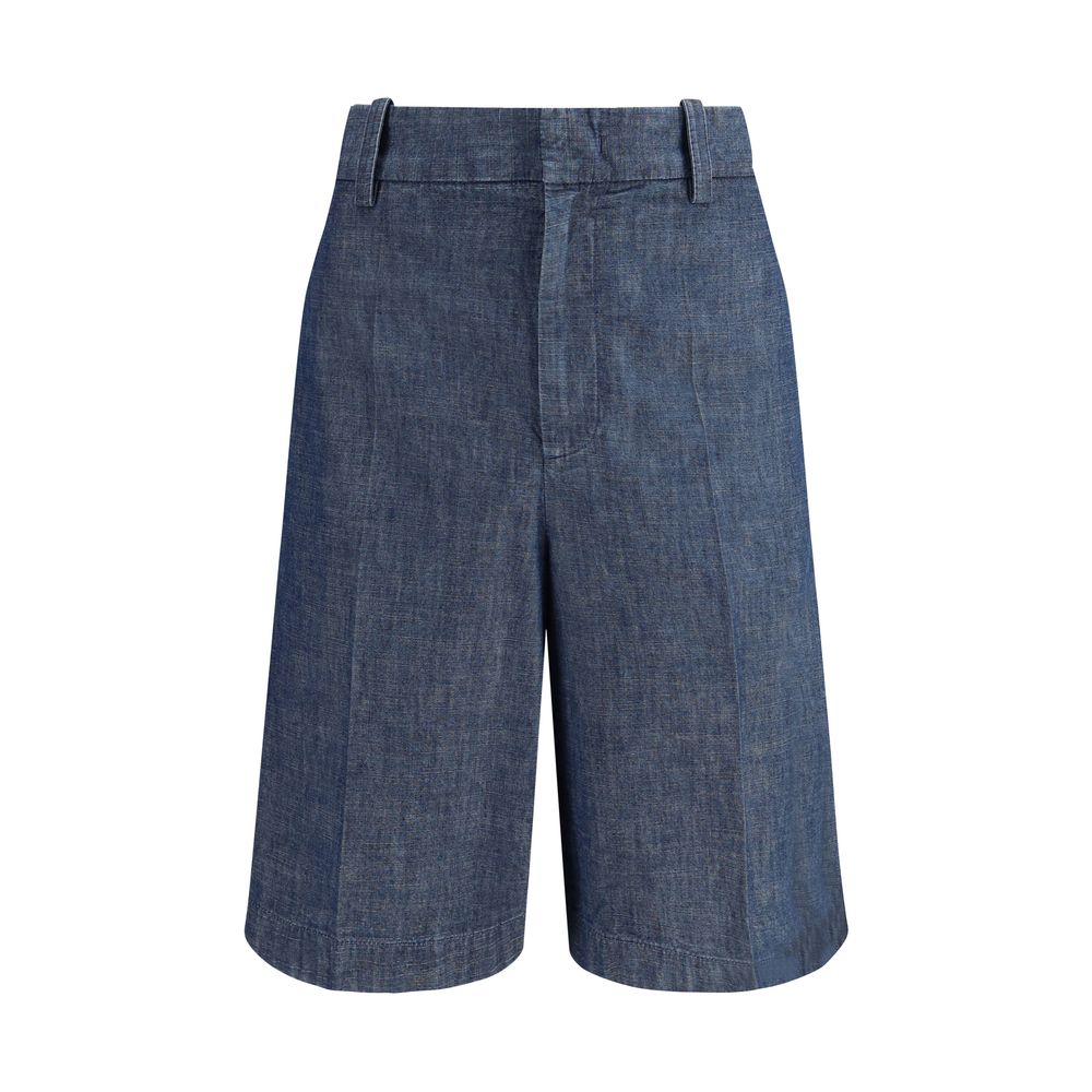 Blue Cotton Bermuda Shorts