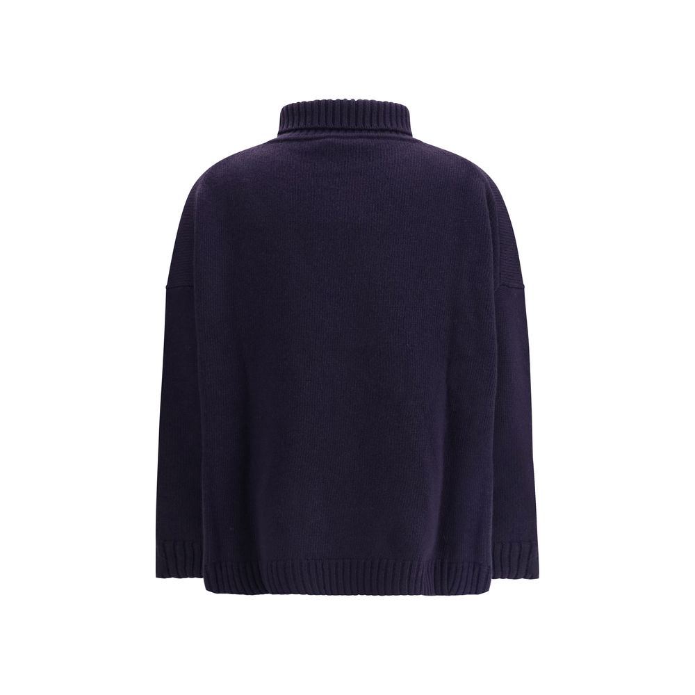 Blue Fleece Wool Turtleneck