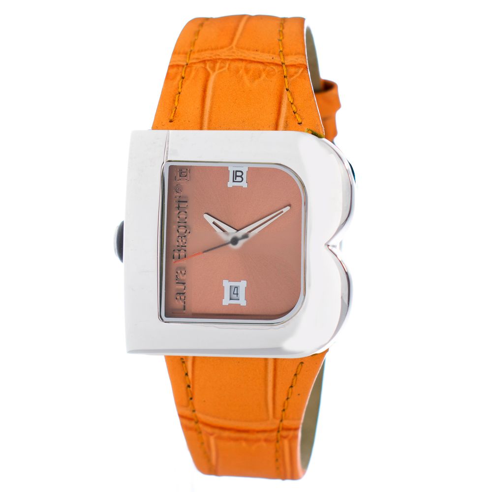 Orange Leather Dress Watch