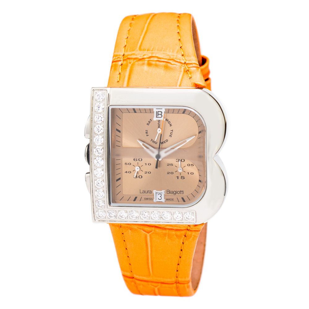 Orange Leather Dress Watch
