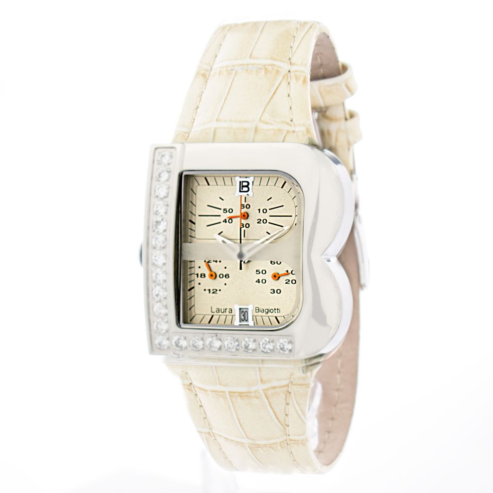Beige Leather Dress Watch