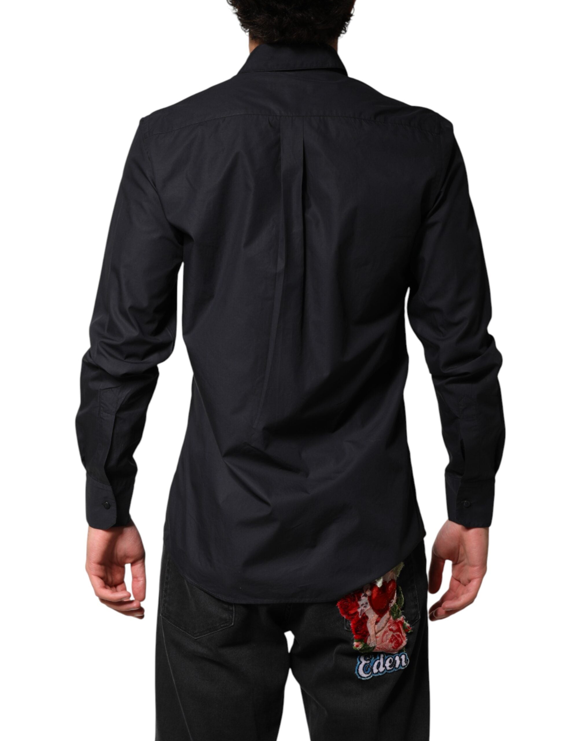 Black Cotton Long Sleeves Dress Formal Shirt