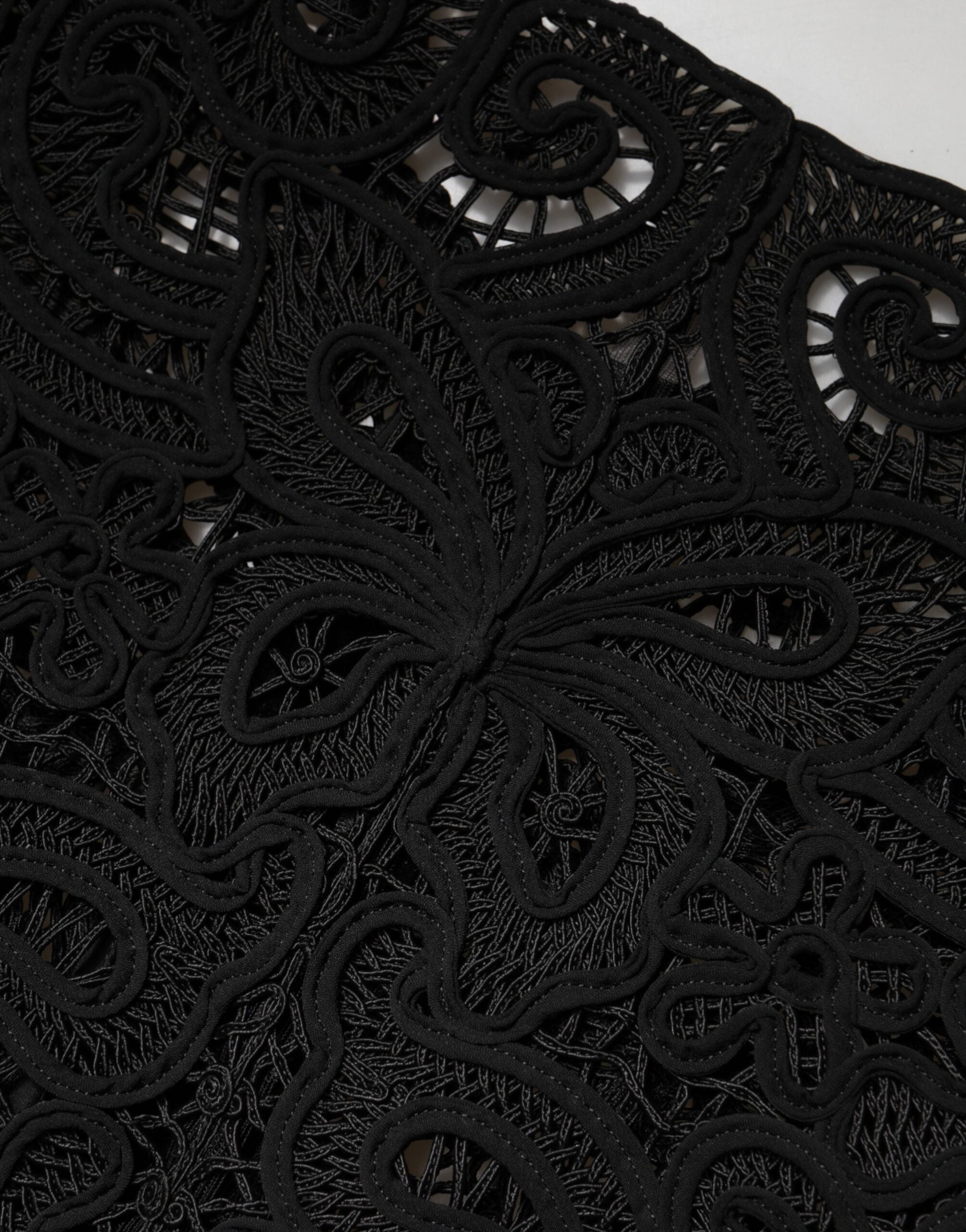 Black Floral Lace Cropped Coat Jacket