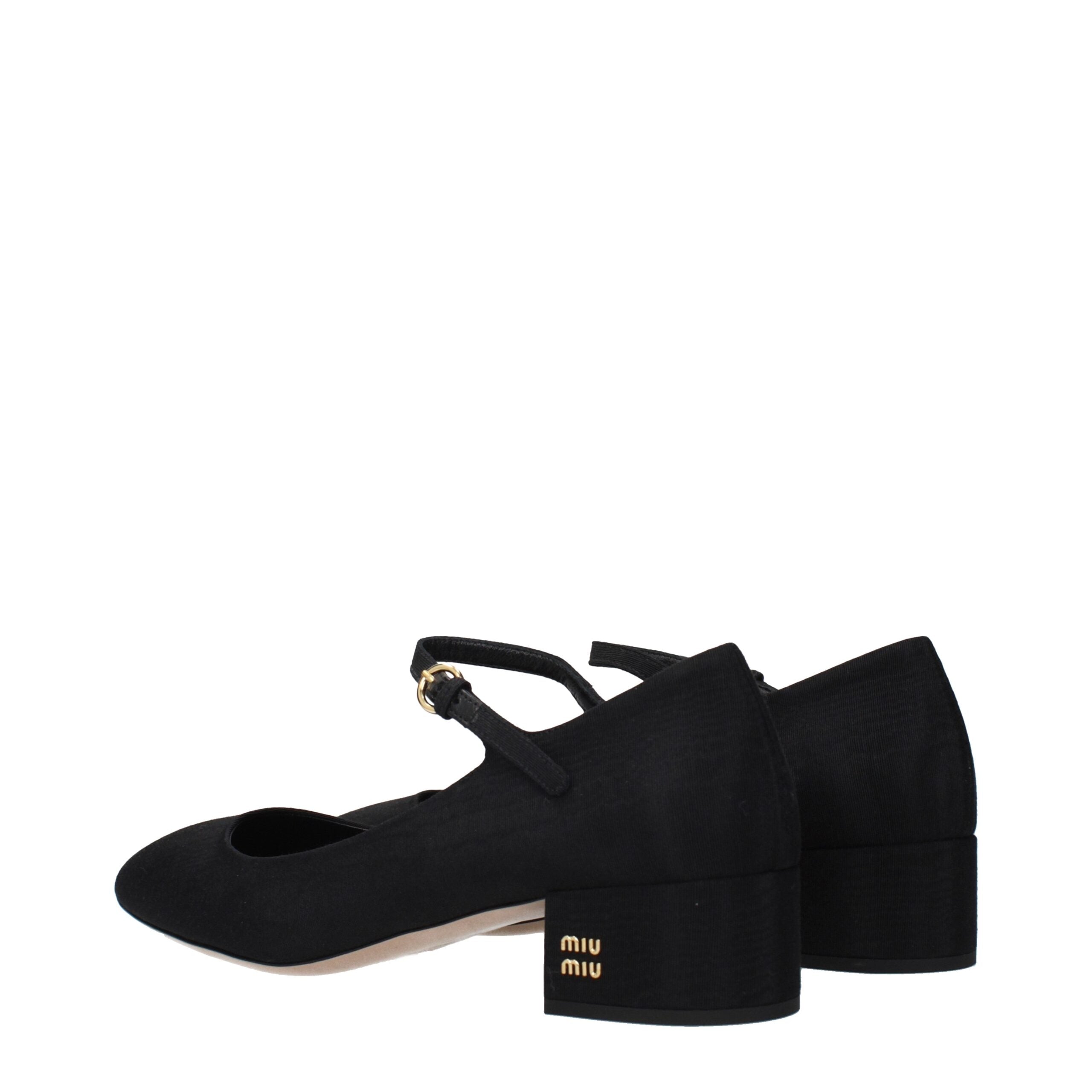 Black Fabric Mid Heel Pumps