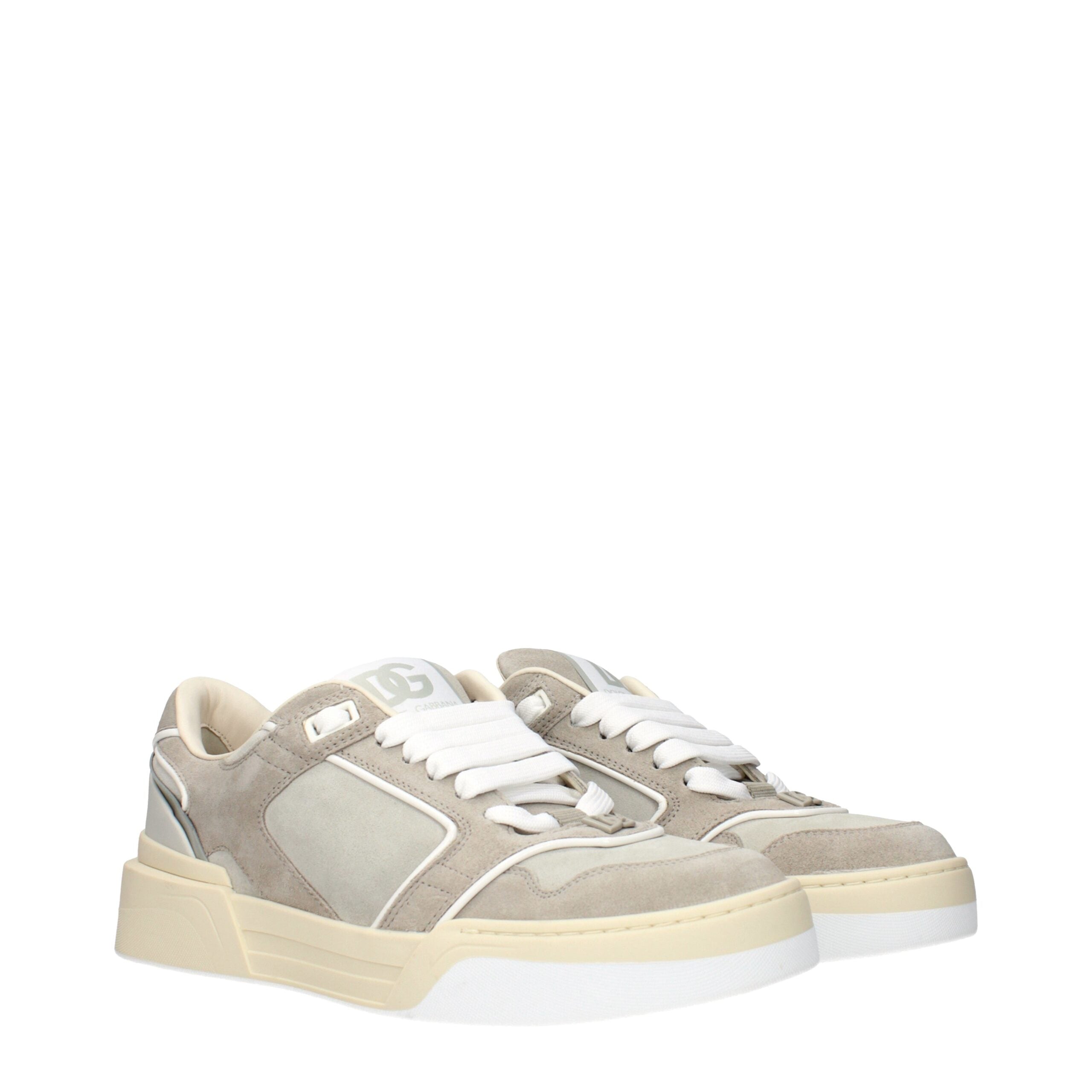 Beige Leather Low Top Sneakers