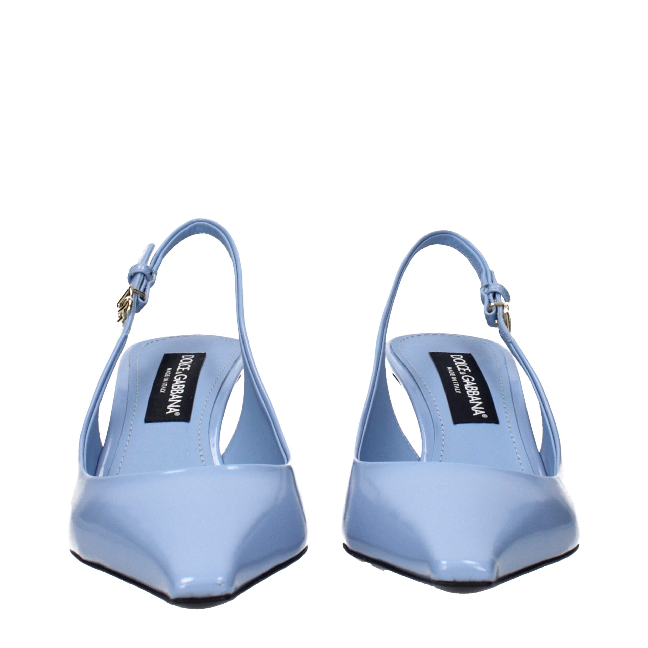 Light Blue Leather High Heel Pumps