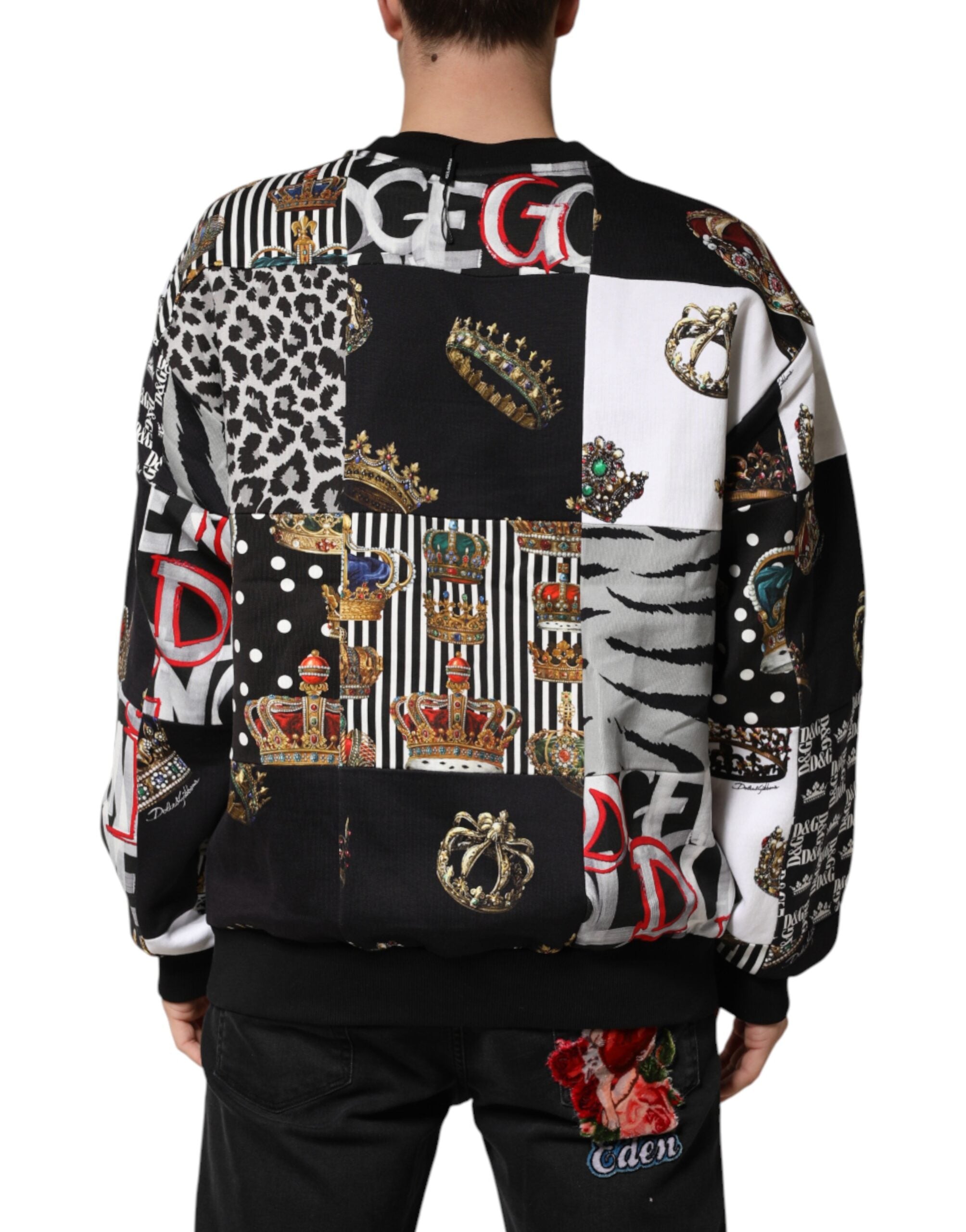 Multicolor Crown Print Sweatshirt Sweater