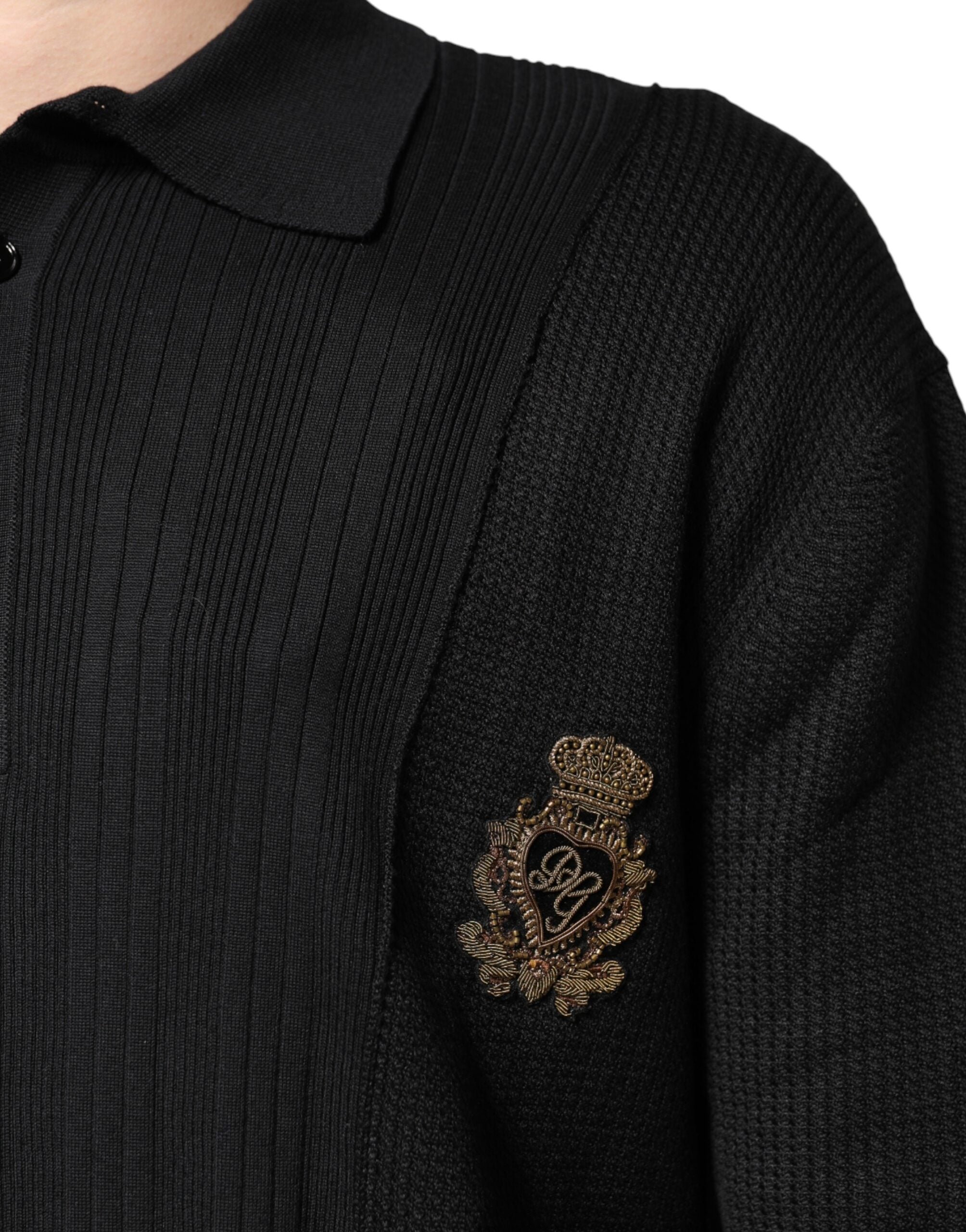 Black Crest Long Sleeve Men Pullover Sweater