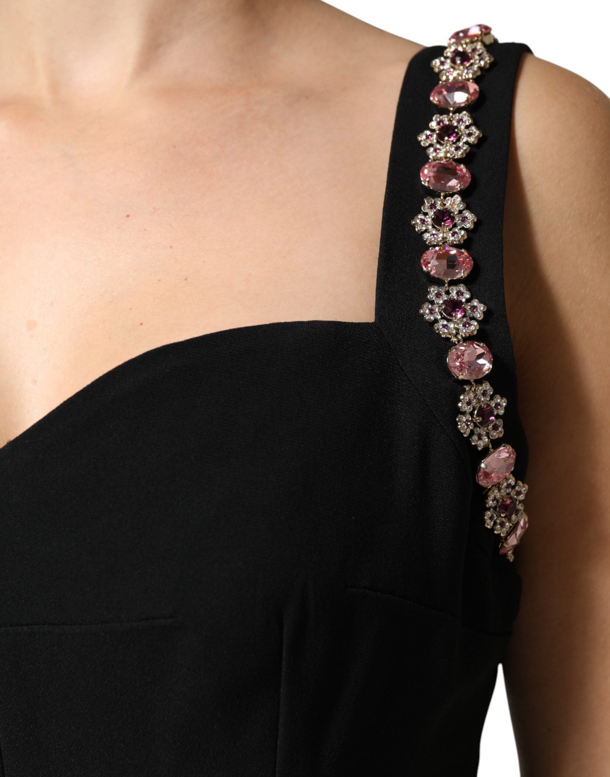 Black Embellished Bodycon Long Gown Dress