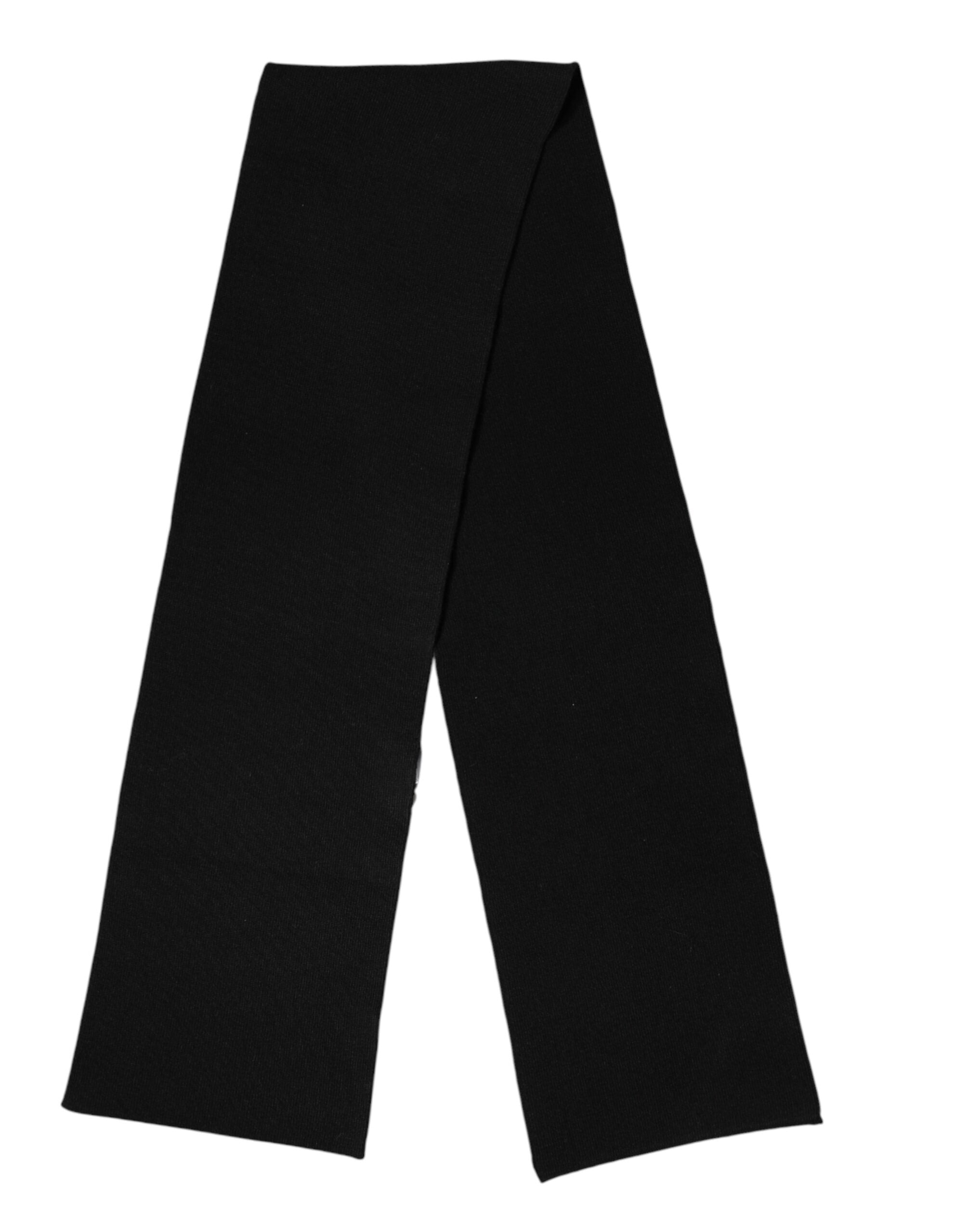 Black Wool Knitted Neck Wrap Foulard Scarf