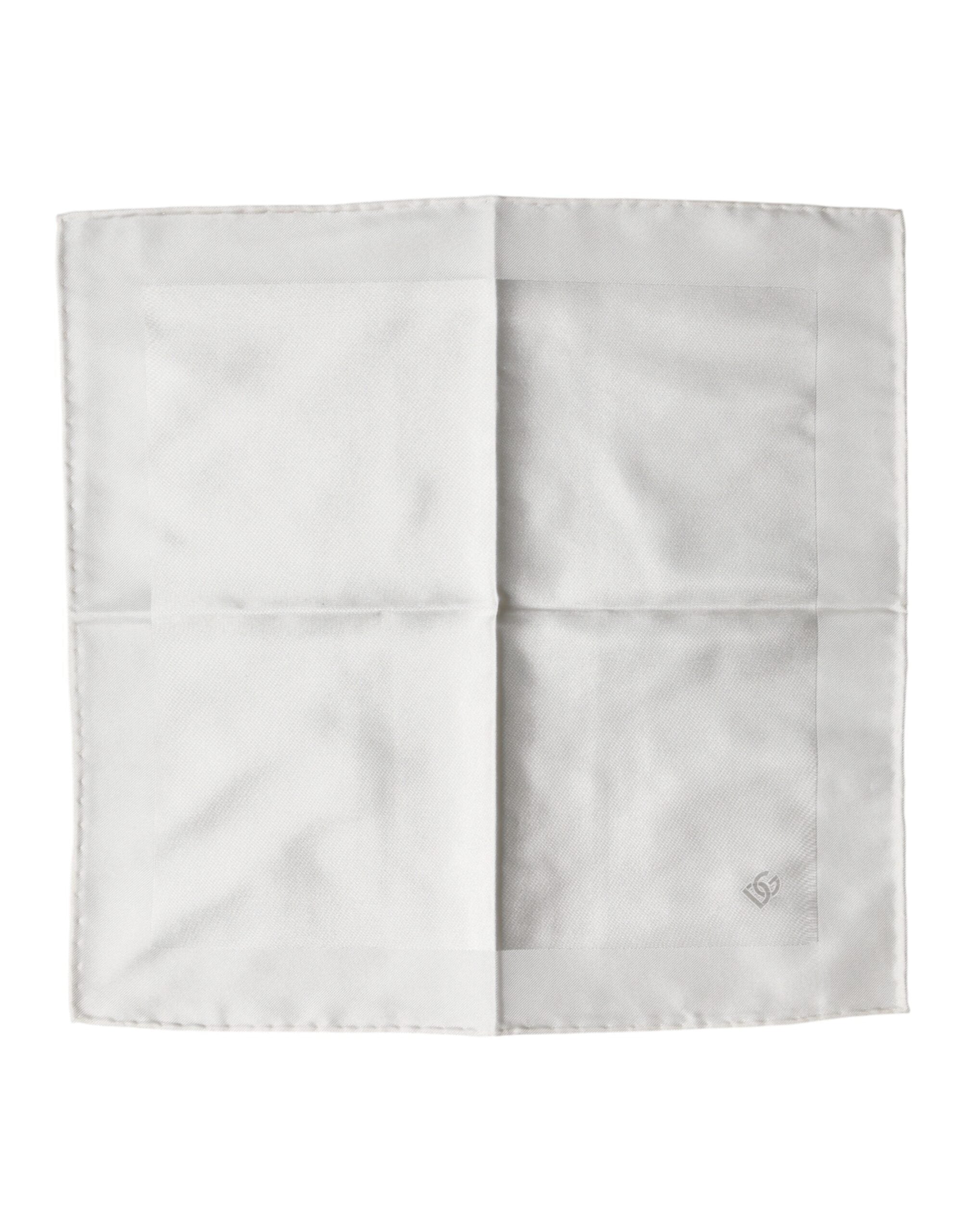 White Logo Silk Square Handkerchief Scarf