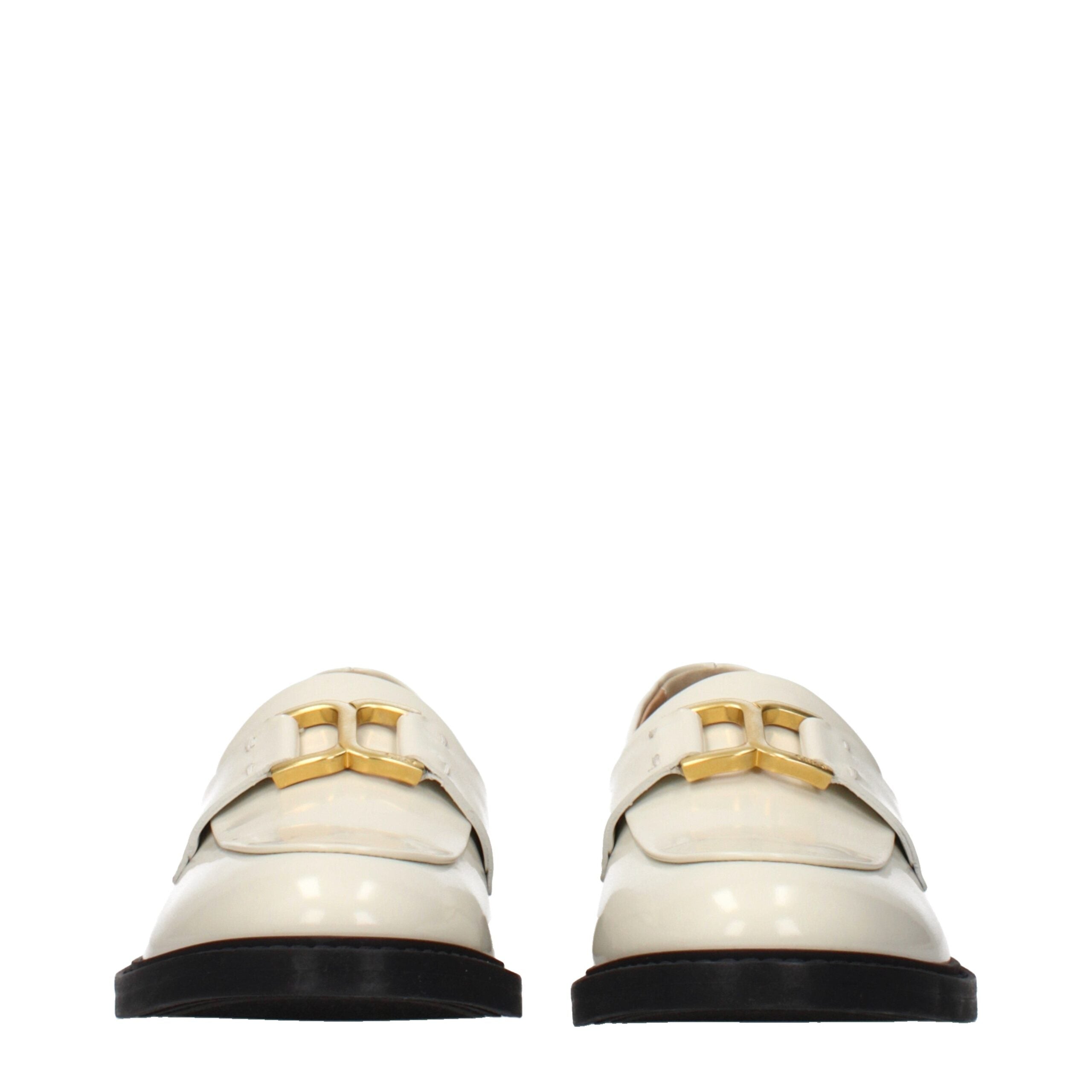 Beige Leather Slip-On Loafers