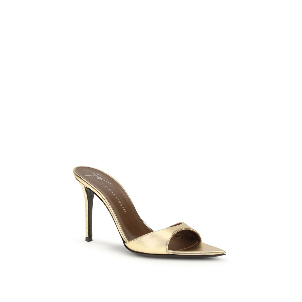 Gold Leather Stiletto Heel Sandals