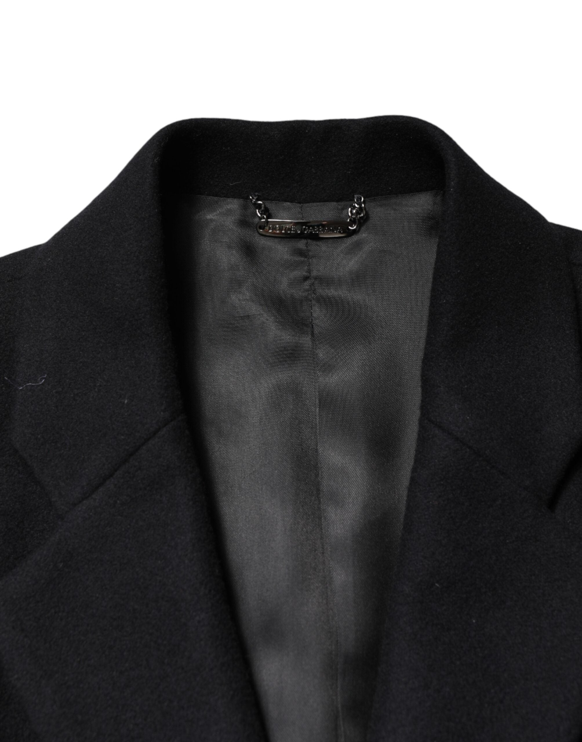 Black Wool Single Breasted Long Coat Jacket