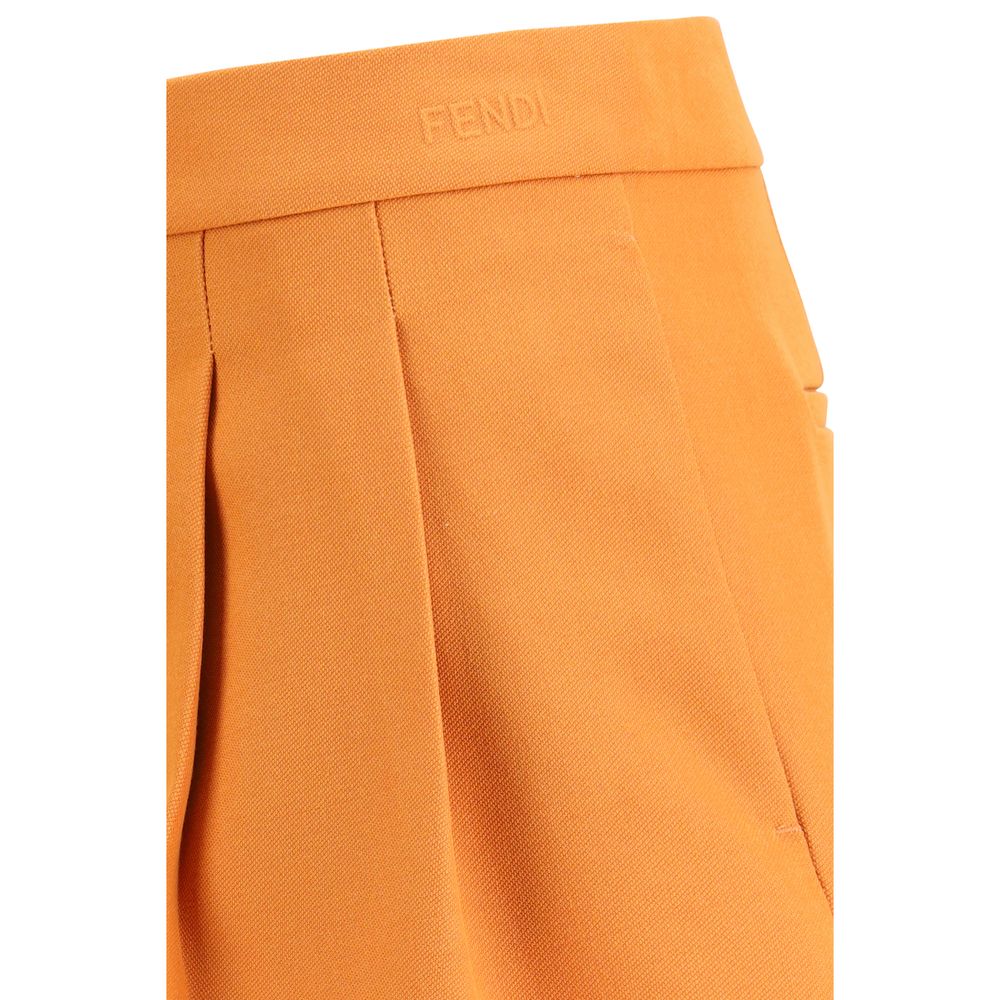 Orange Fleece Wool Bermuda Shorts