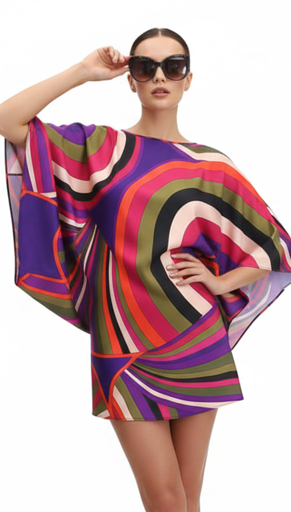 Multicolor Silk Casual Dress