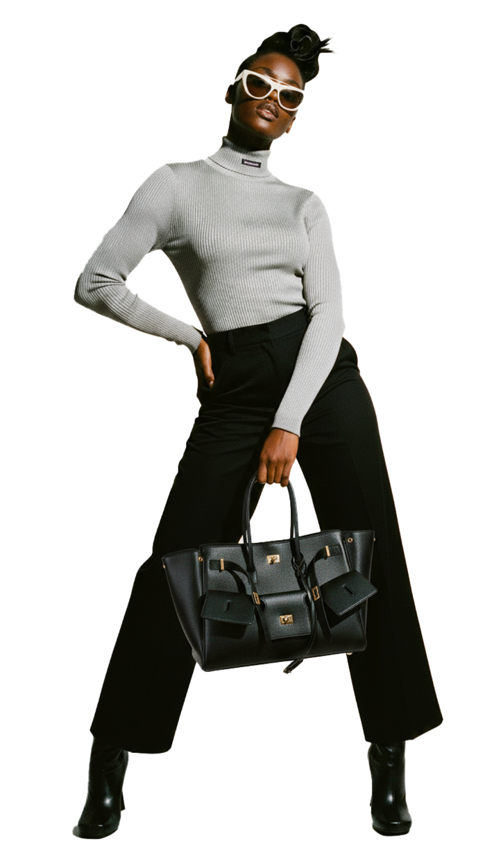 Gray Polyester Turtleneck