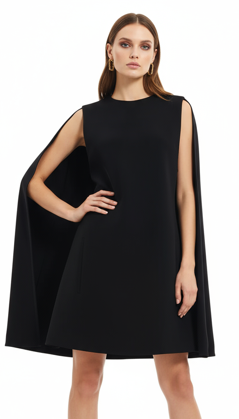 Black Wool Casual Dress