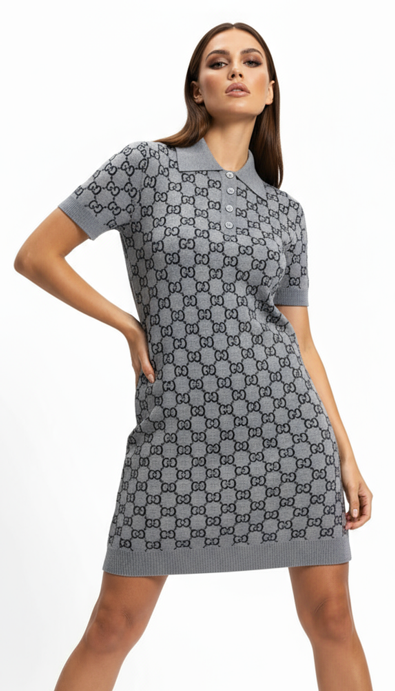 Gray Wool Casual Dress
