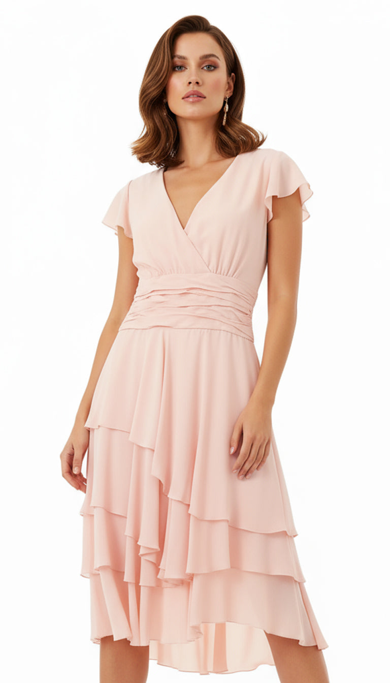 Elegant Pink Acetate Dress