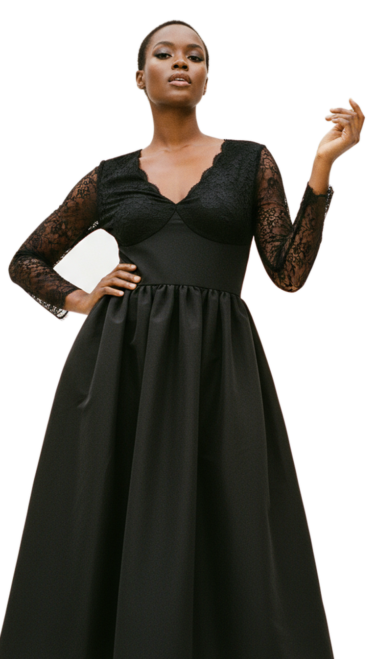 Elegant Black Polyester Dress