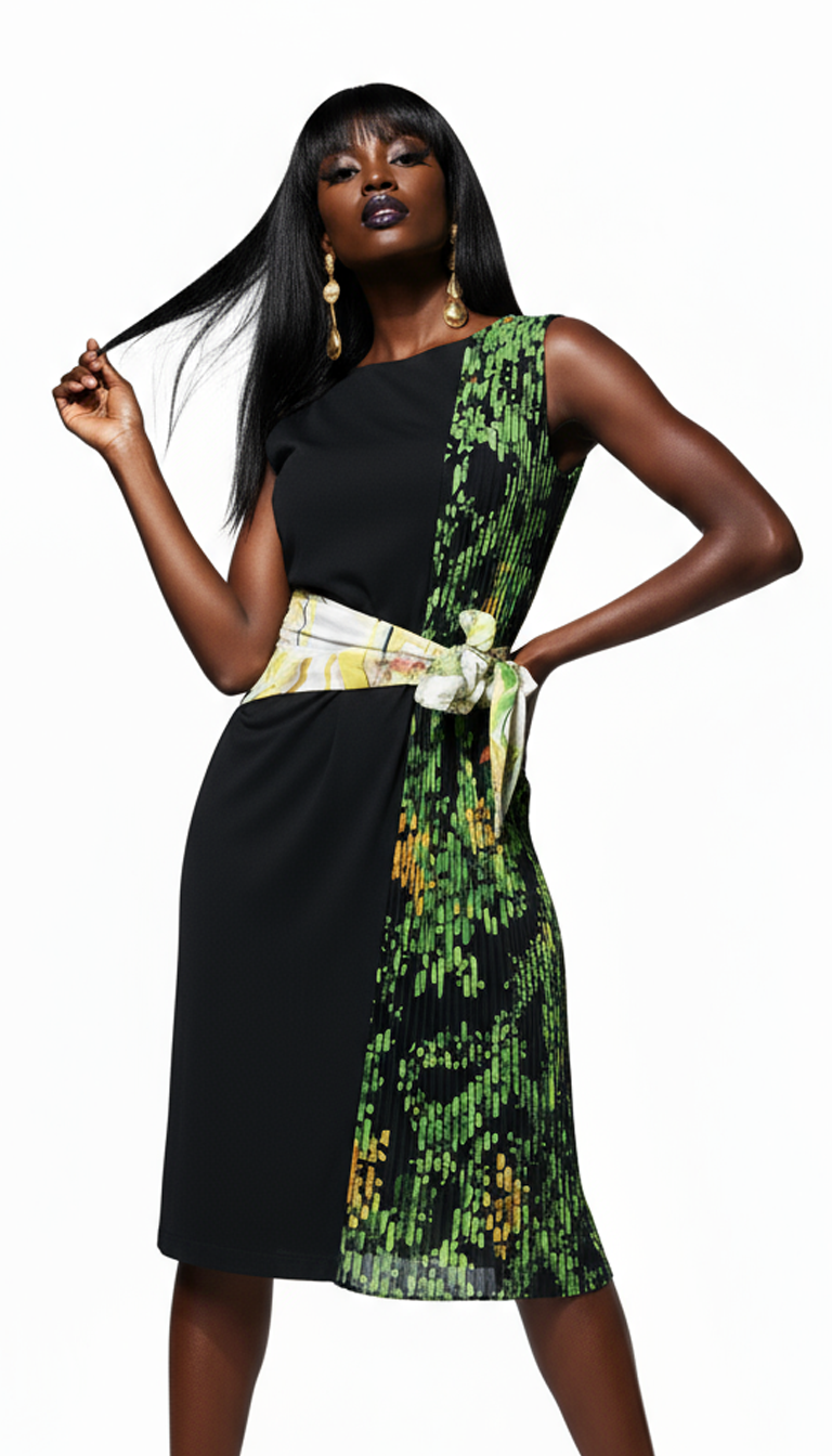 Multicolor Floral Sheath Knee Length Dress