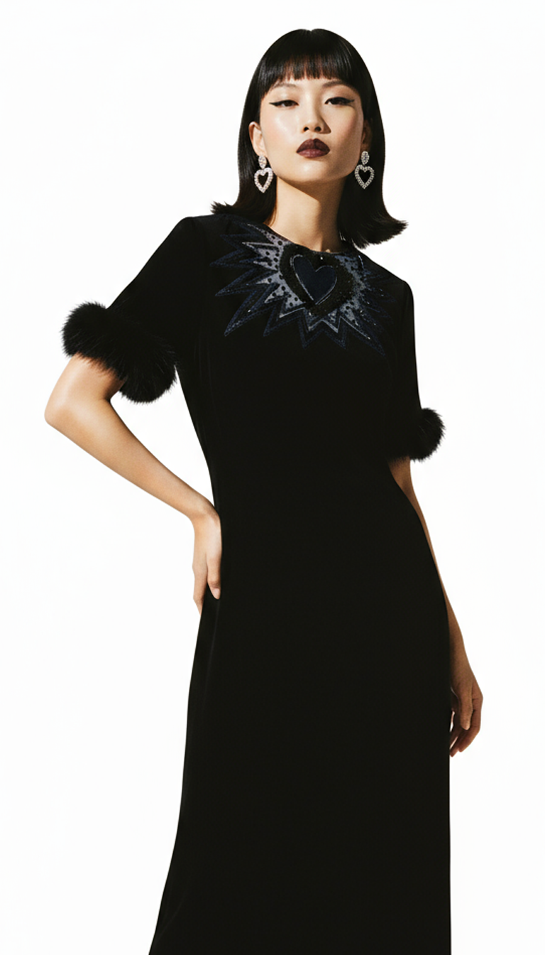 Black Viscose Casual Dress