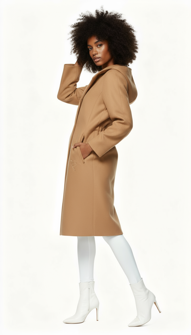 Brown Wool Women Coat