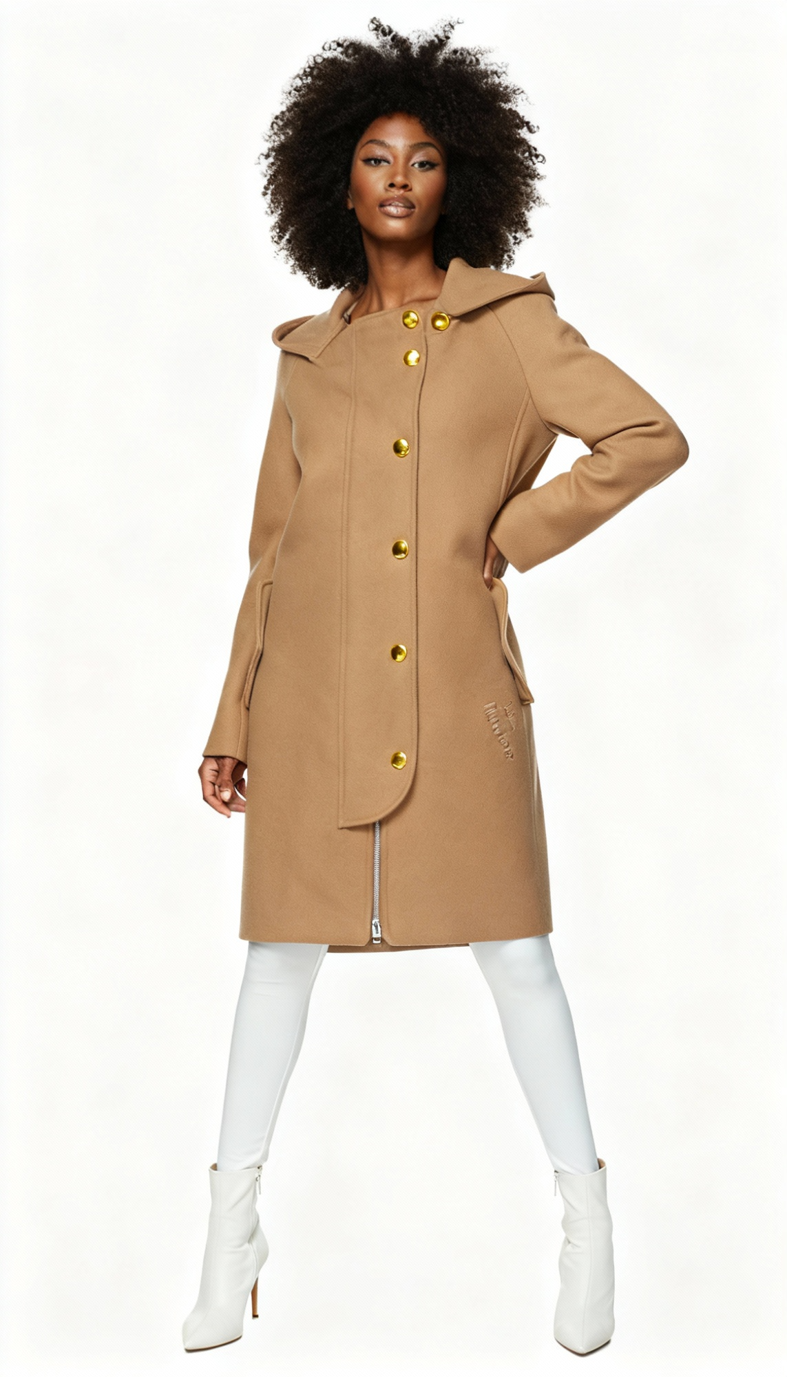 Brown Wool Women Coat