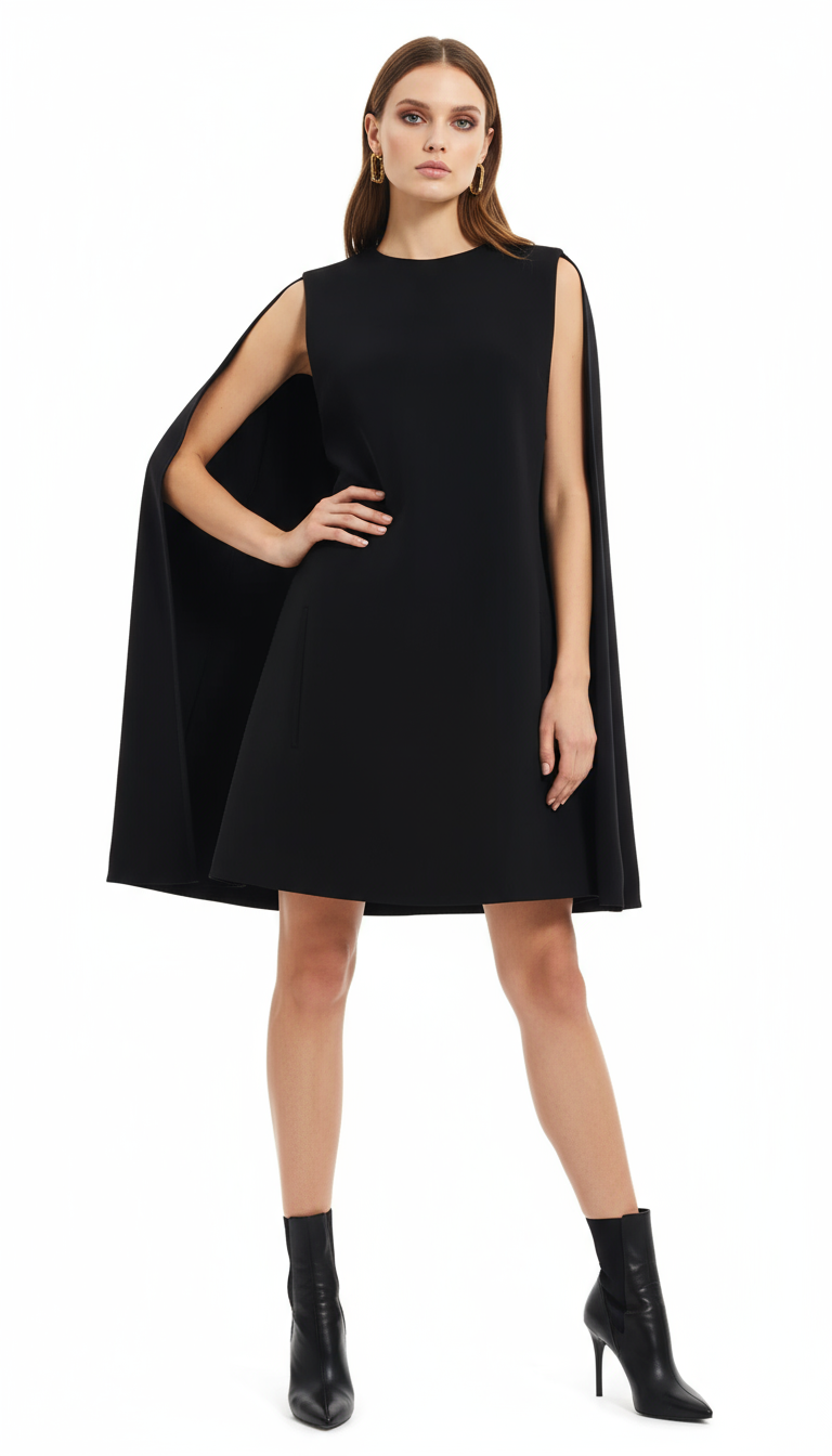 Black Wool Casual Dress