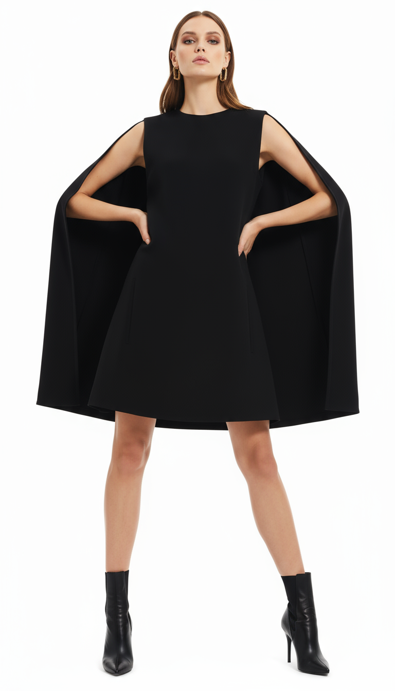 Black Wool Casual Dress