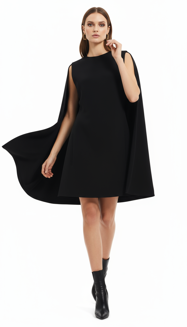 Black Wool Casual Dress