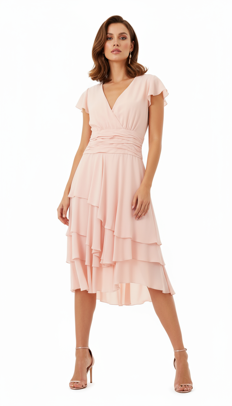 Elegant Pink Acetate Dress
