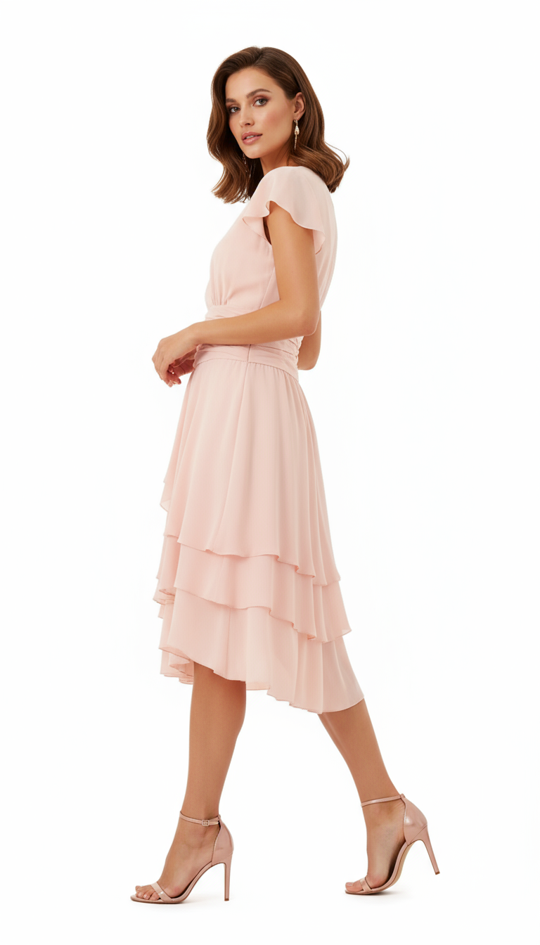 Elegant Pink Acetate Dress