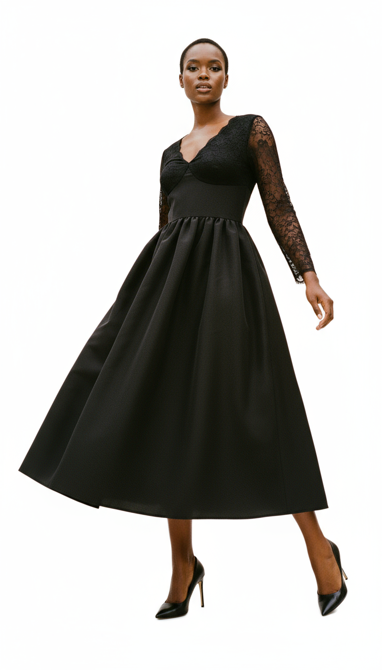 Elegant Black Polyester Dress