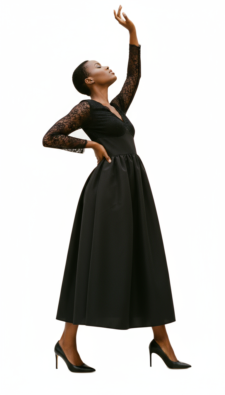 Elegant Black Polyester Dress
