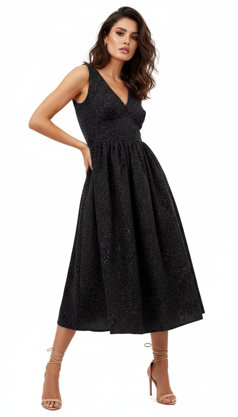 Elegant Black Polyethylene Dress