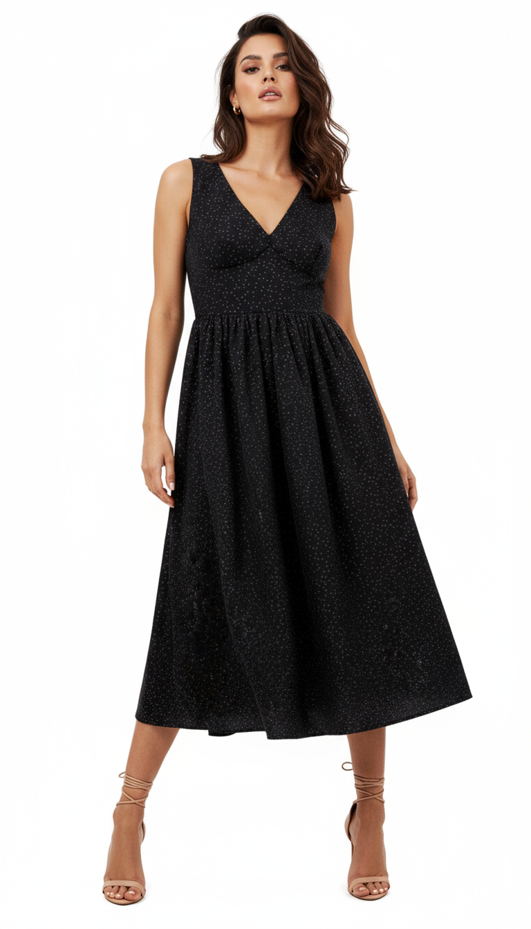 Elegant Black Polyethylene Dress