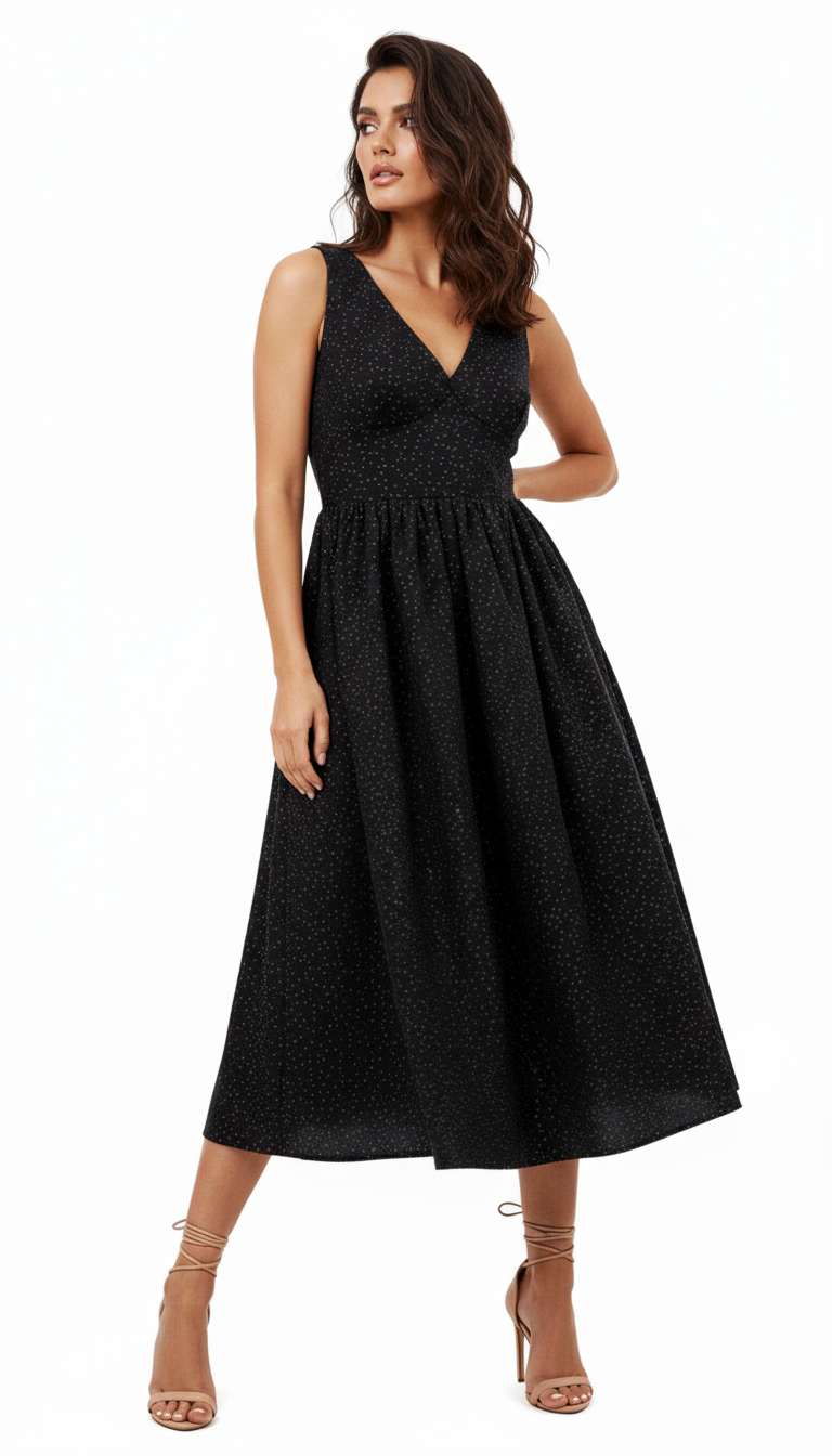 Elegant Black Polyethylene Dress