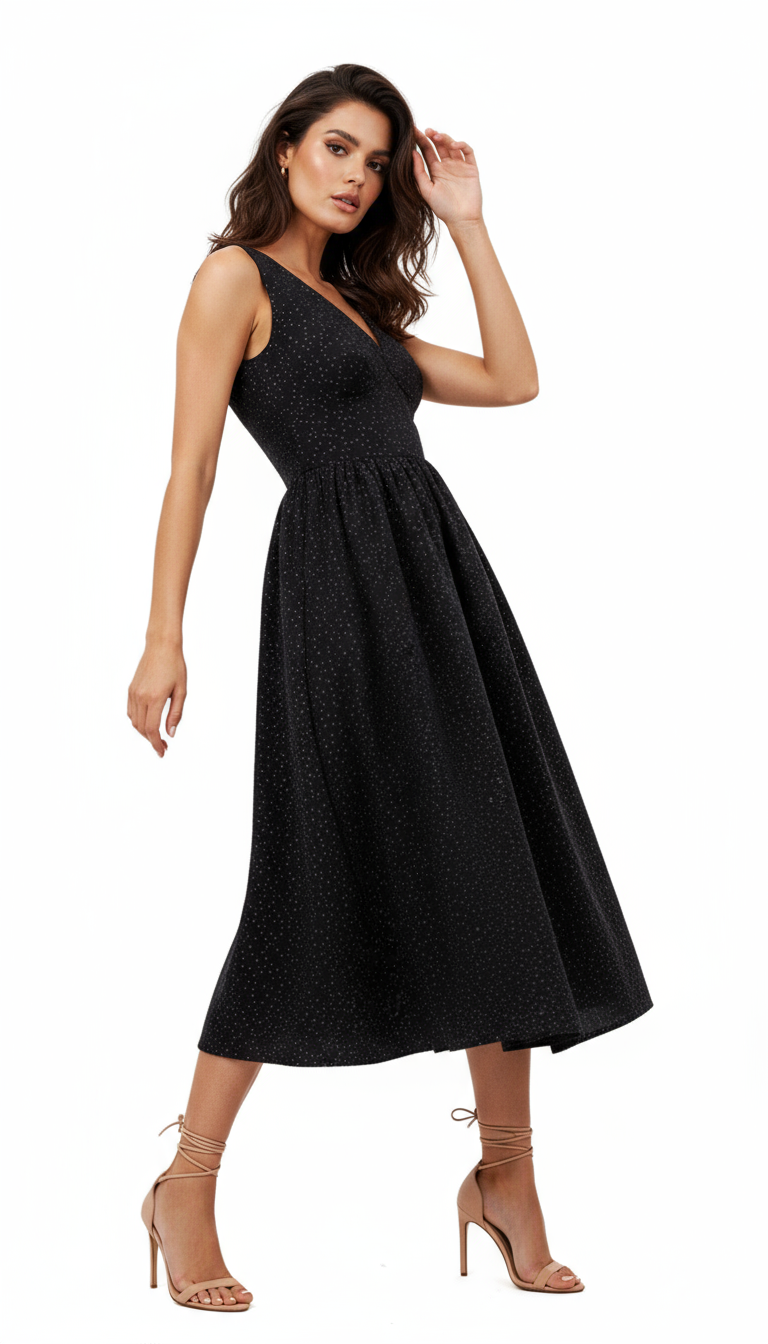 Elegant Black Polyethylene Dress