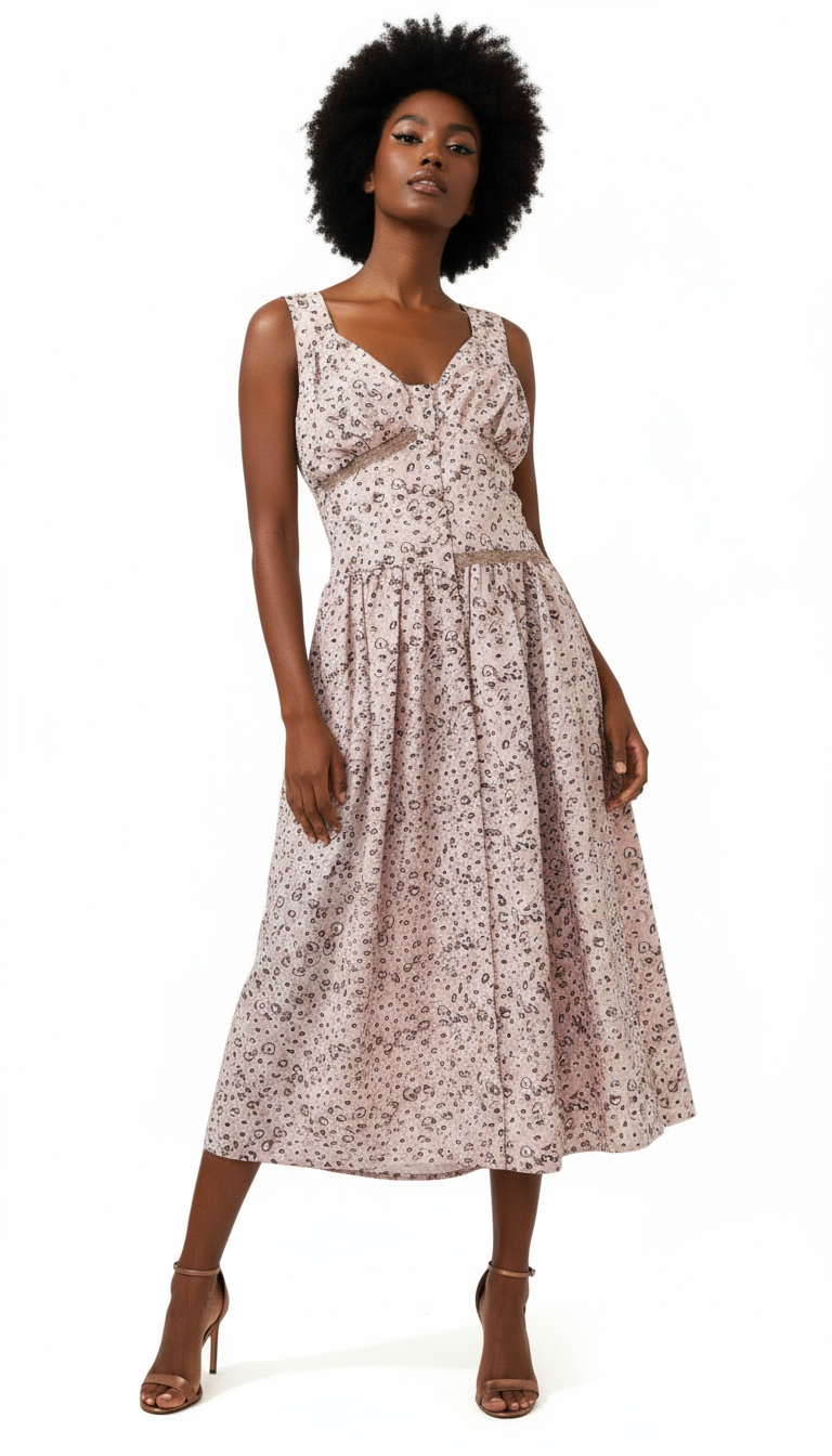 Pink Acetate Casual Dress
